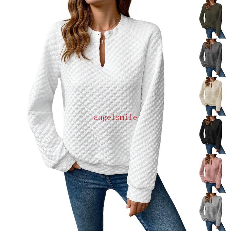 Moletom Feminino Raglan Texturizado Casual V Pulôver Capuz Roupas Da Outono Inverno