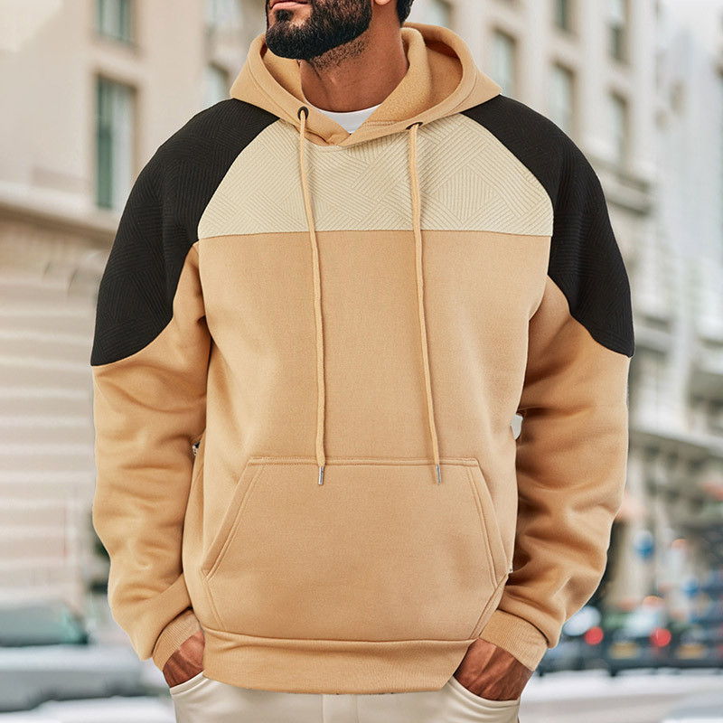 Moda outono/inverno, hoodie masculino oversized com blocos de cor e mangas raglan, moletom casual com capuz, plus size,