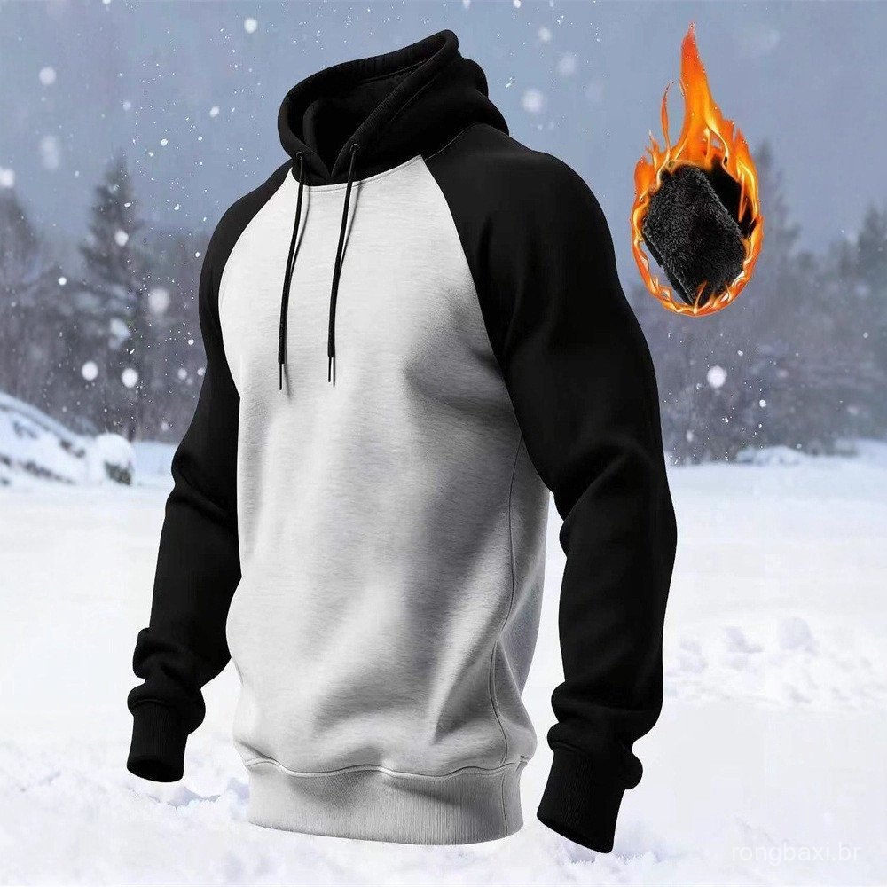 Cross-Border americano masculino Retro casual Raglan cor combinando solto com capuz casual moletom espessamento de lã.