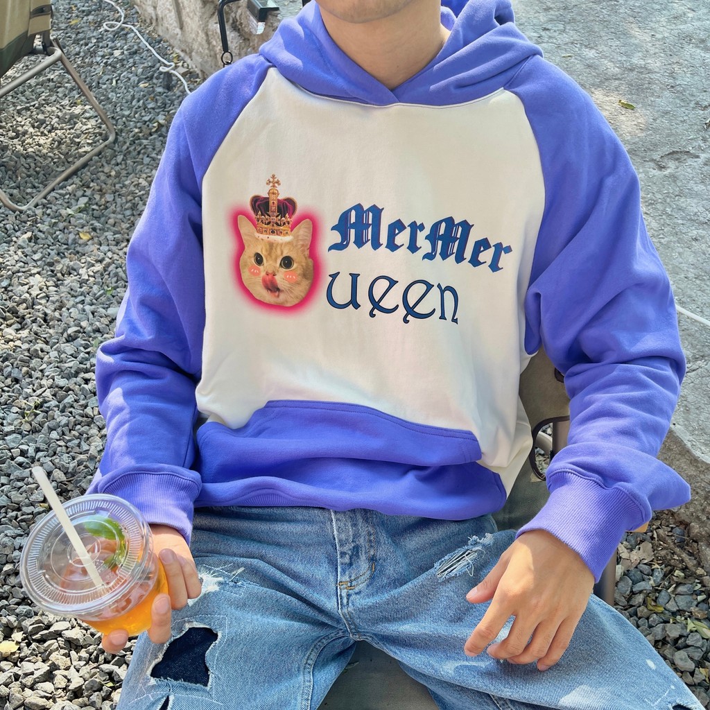 SIF Store Novo estilo outono inverno manga Raglan gatinho roxo masculino feminino oversize solto moletom com capuz jaque