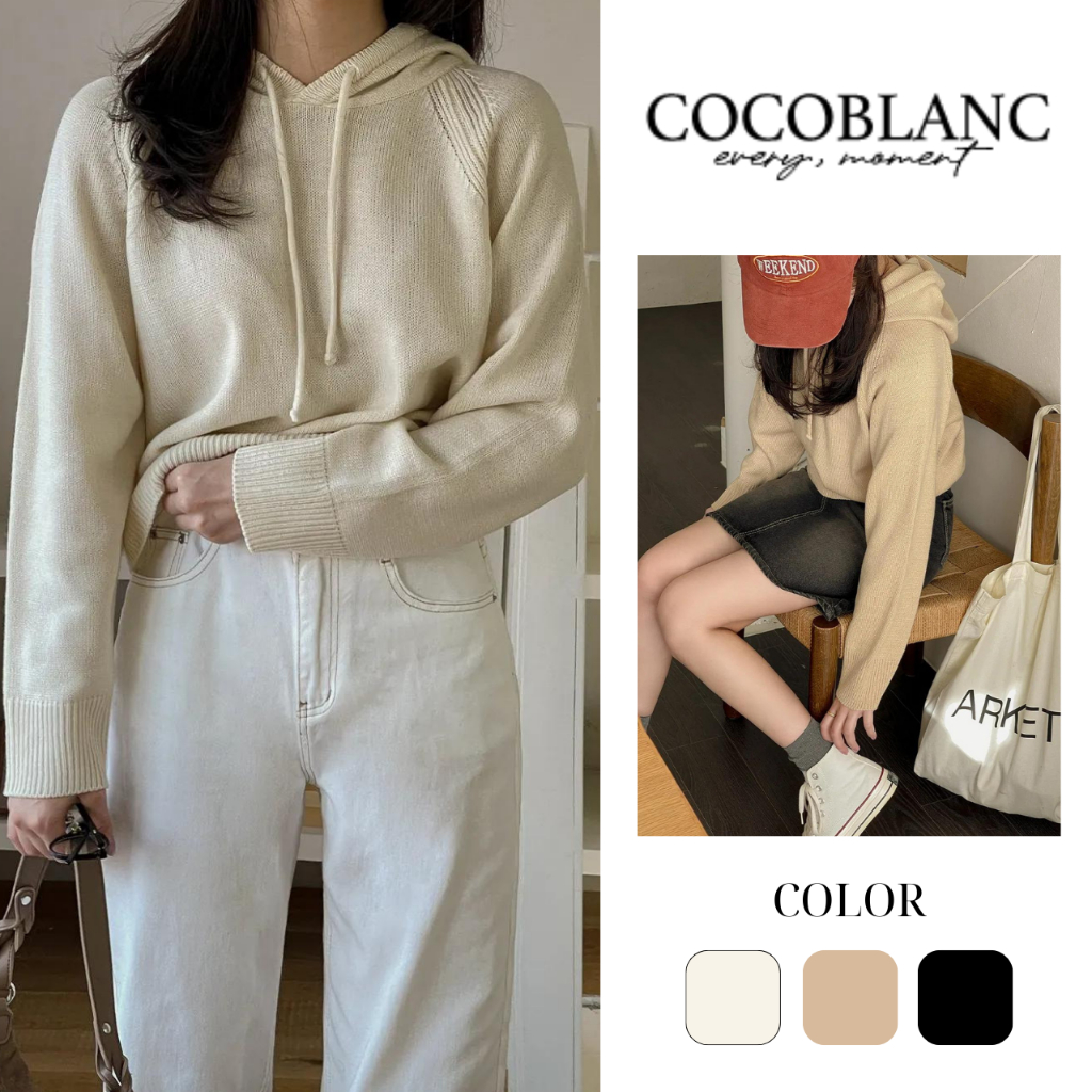 [COCOBLANC] [Aparência De Piquenique Recém-Chegado Na Primavera] Malha Confortável Com Capuz Raglan_cc110