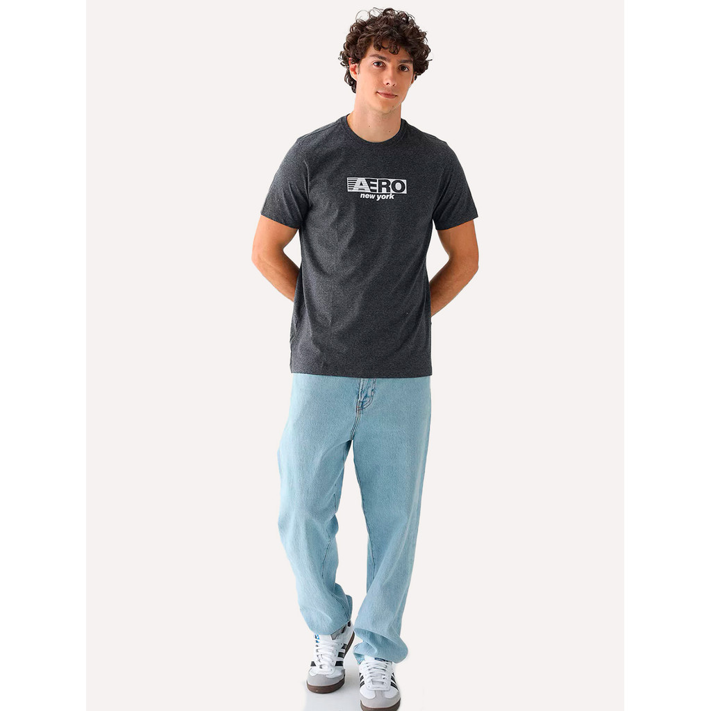 Camiseta Aeropostale Fast Block Logo Chumbo Mescla