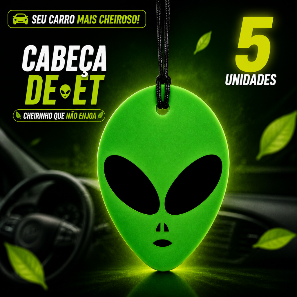 Aromatizante para Carro Cabeça ET | Kit 5 Unidades | Cheiro Suave e Duradouro | Decore e Perfume
