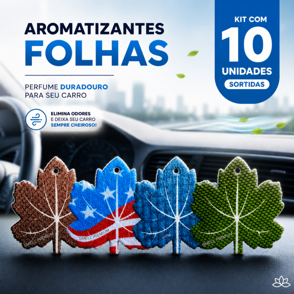 Kit 10 Aromatizantes Veicular Trevo | Cheiro Duradouro p/ Carro | Sortidos ou Escolha Sua Fragrância