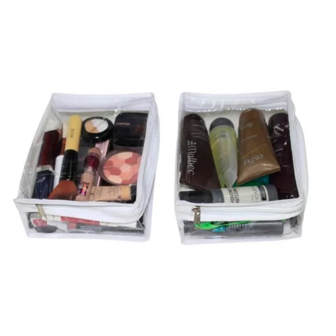 Kit 6 Porta Tudo Organizador Necessaire Maquiagem e Cosméticos Pvc com Zíper