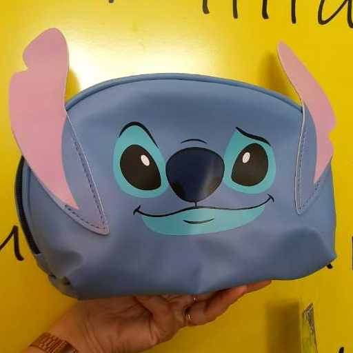 NECESSAIRE STITCH COM APLIQUE DISNEY DESENHO OFICIAL ESTOJO MAQUIAGEM BOLSA ZONA CRIATIVA