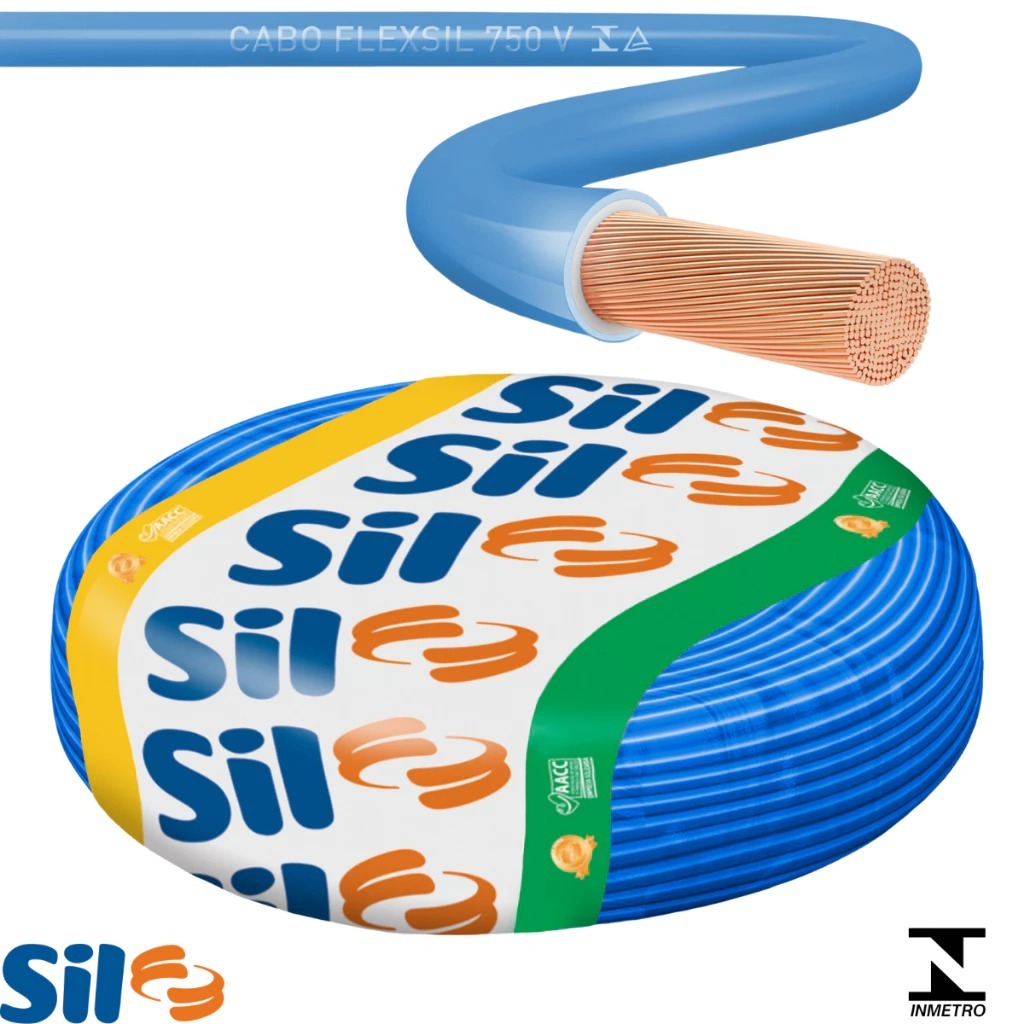 Cabo Flexível 2,5mm 100m 750V SIL Fios 100 METROS - AZUL