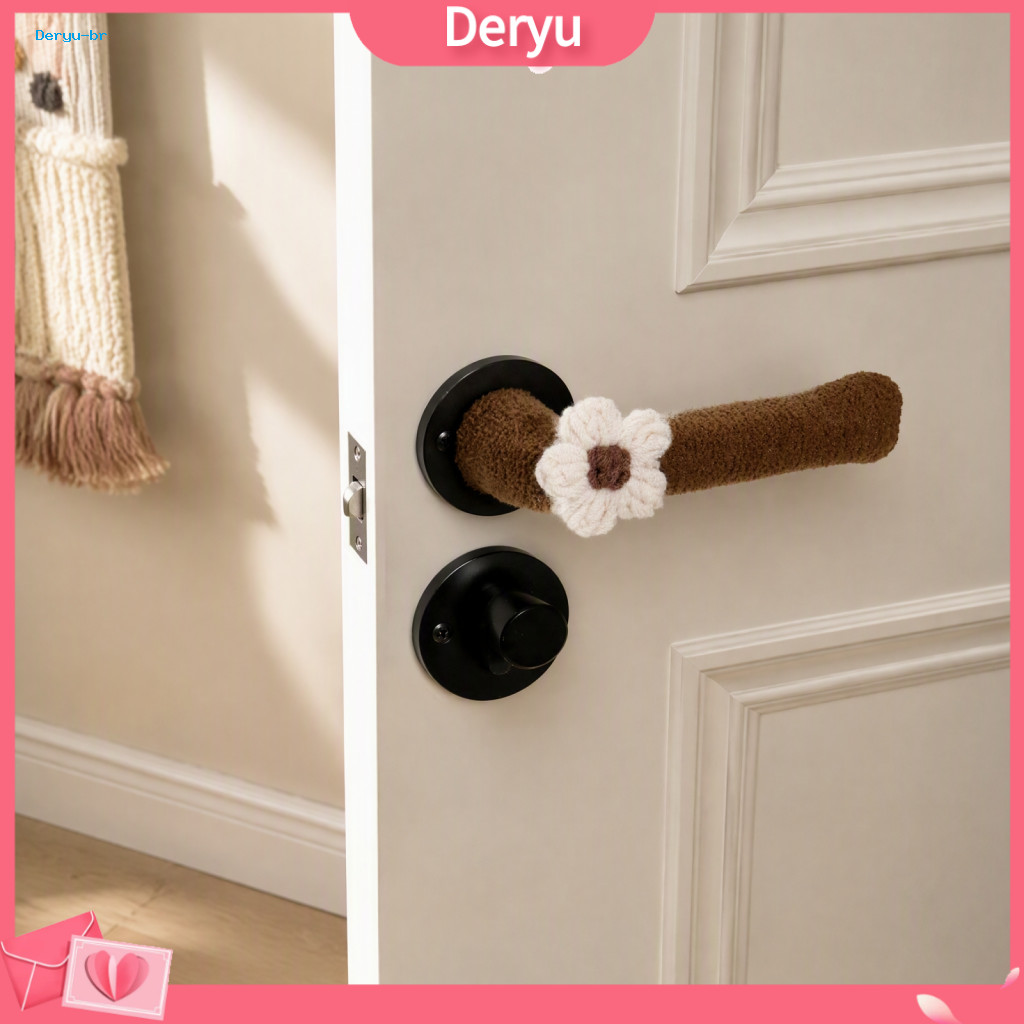 Fabric Door Handle Cover 2/4 Pcs Flower Covers Anti-collision Anti-static Anti-freeze Knob Protectors for Home Office Be
