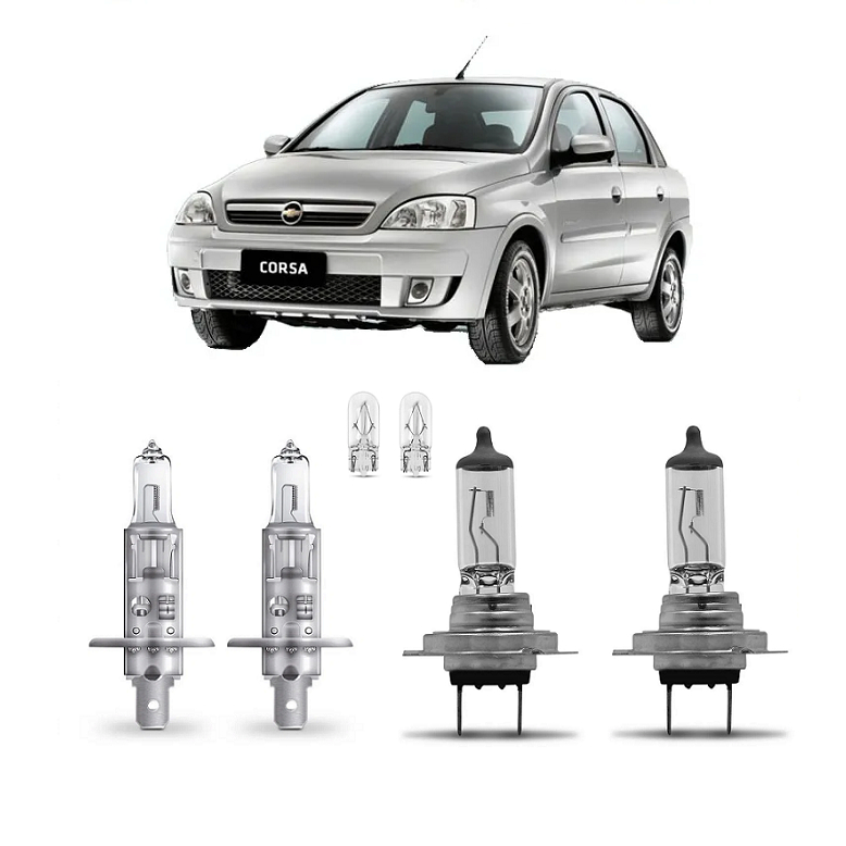 Kit 4 Lampada Farol Corsa Montana 2003 2004 2005 2006 2007 2008 2009 2010 2011 2012 H1 H7