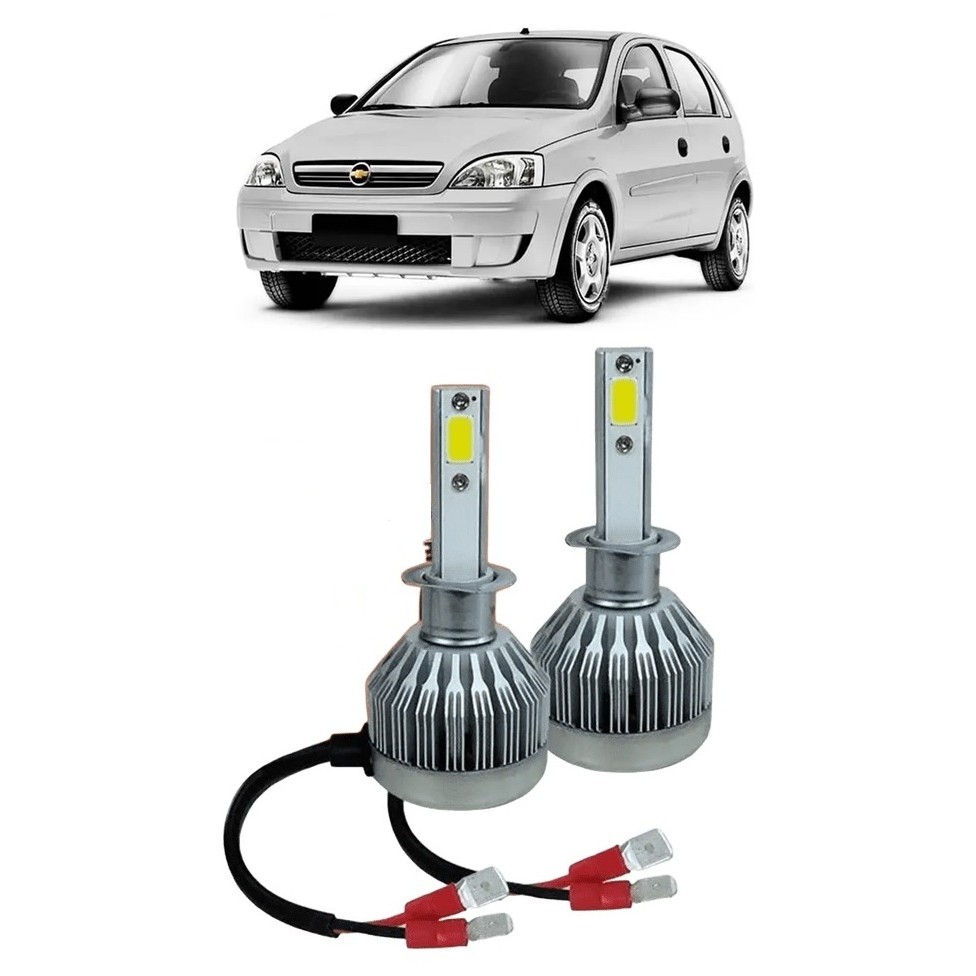 Par Lampada Super LED Farol Alto Corsa Montana 2003 2004 2005 2006 2007 2008 2009 2010 2011 2012 6000k H1