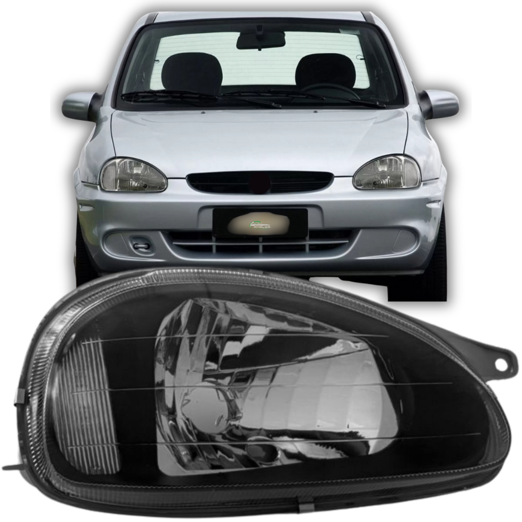 Farol Principal Corsa 2000 À 2002 Classic 2003 À 2009 Mascara Negra