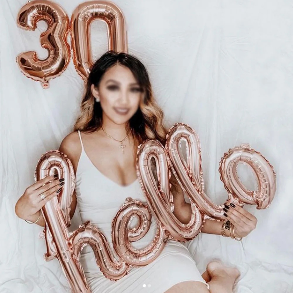 Balões Gold Silver Hello Foil Com Número De 16 Polegadas Balão De Aniversário 18 21 25 30 40 50 Anos Decorações Da Festa