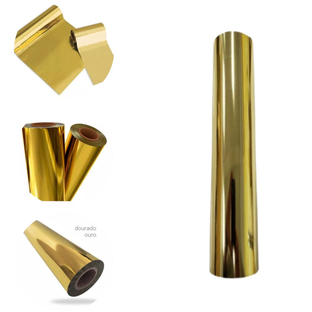 Foil Laser para Convites Scrapbooks cadernos 30cm x 5m dourado prata