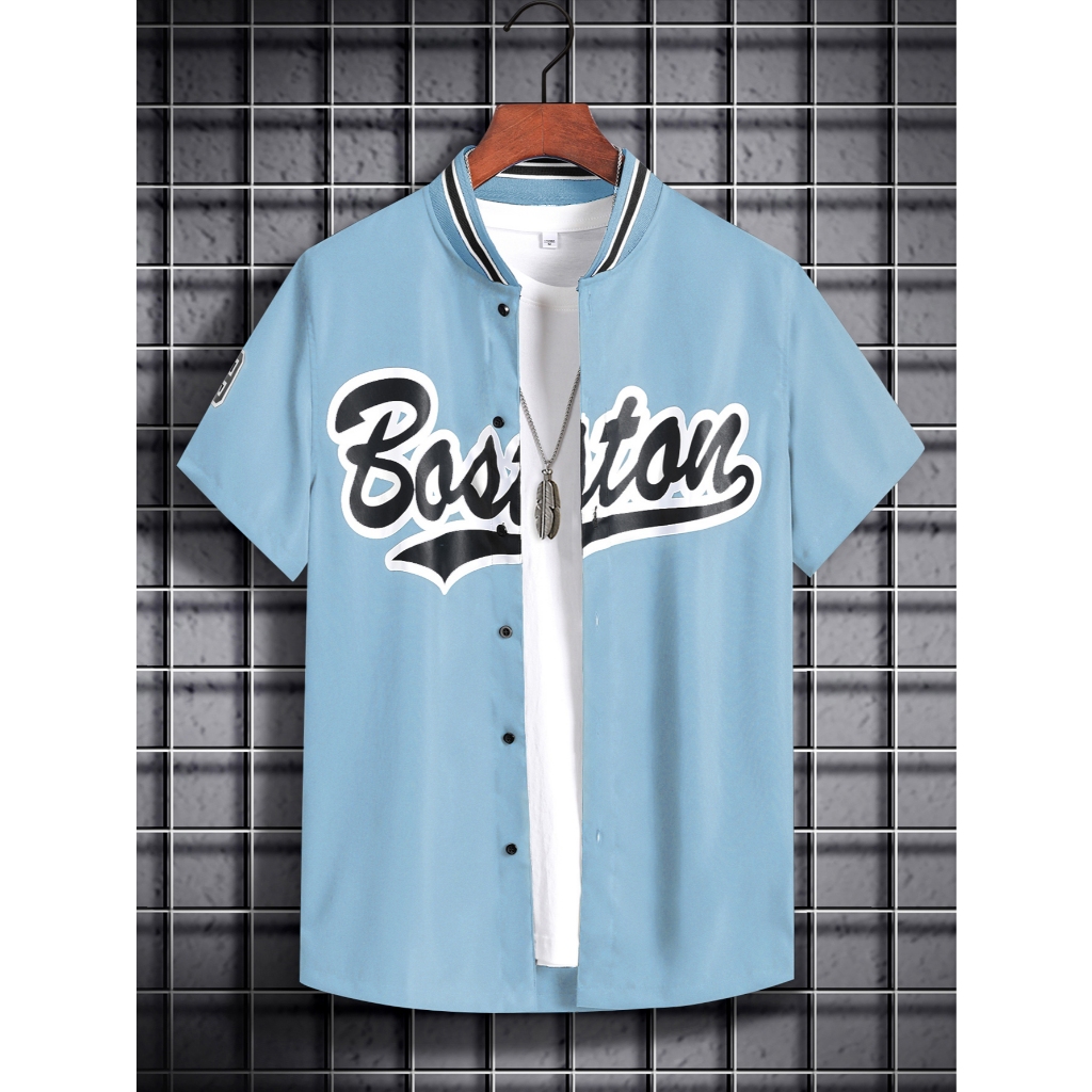 Camiseta de manga curta com uniforme de beisebol americano de secagem rápida de seda gelada