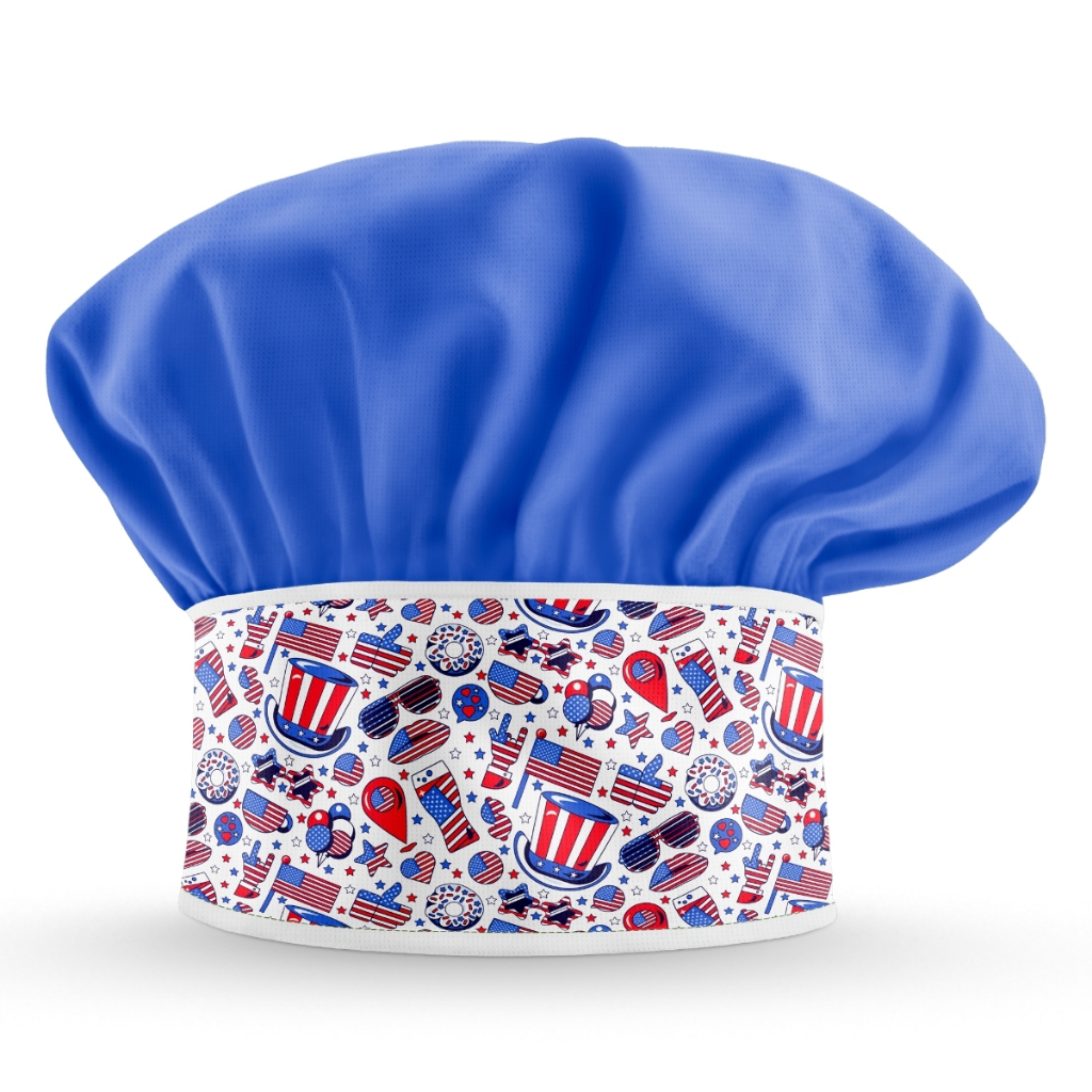 Chapéu Para Chef De Cozinha Unissex Estampa Americano EUA Uniforme Cozinheiro Mestre Cuca Para Restaurante Padaria Bar