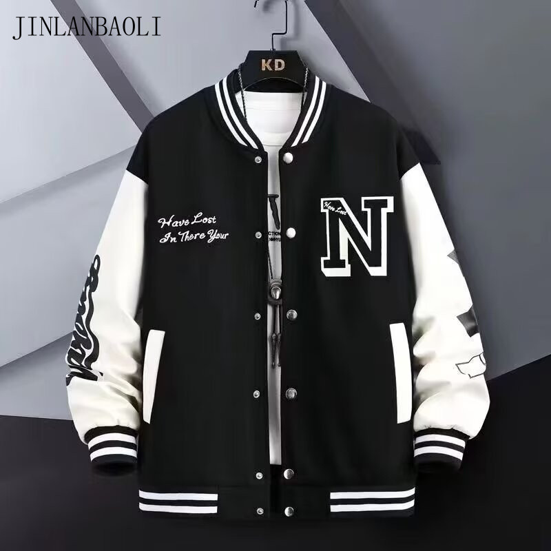 [JINLANBAOLI] Jaqueta casual Solta Masculina De Uniforme De Beisebol Americano