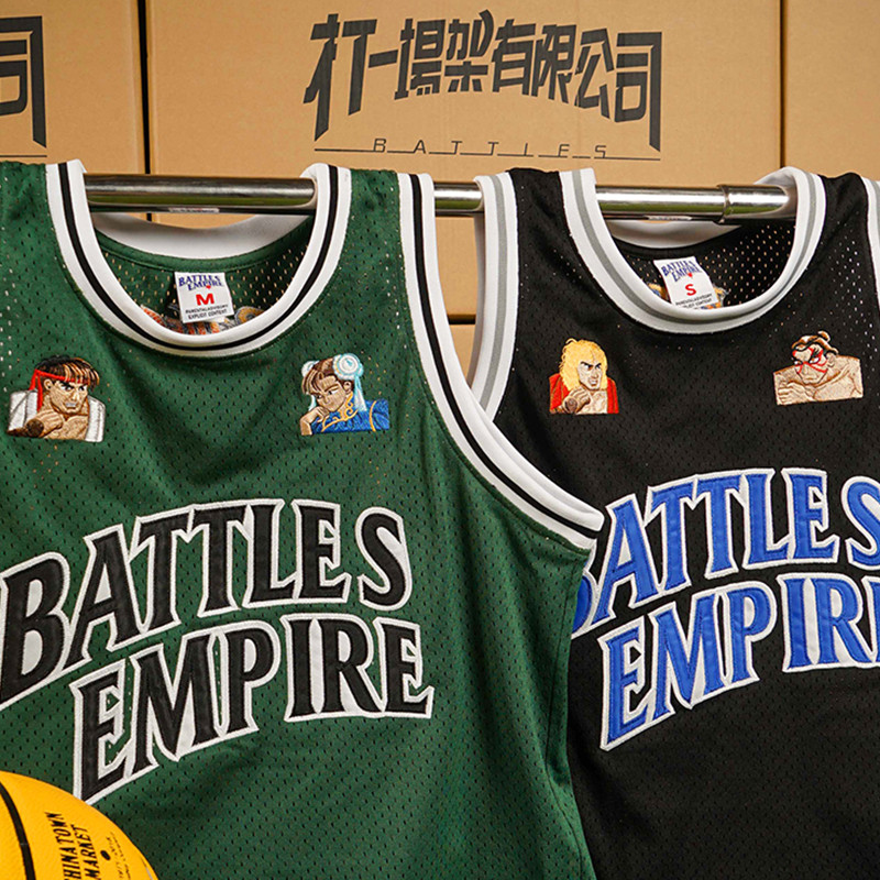 Batalhas Batalhas Bordado Respirável Rua Americana Retro Uniforme de Basquete Colete Esportivo Jersey Masculino Casual