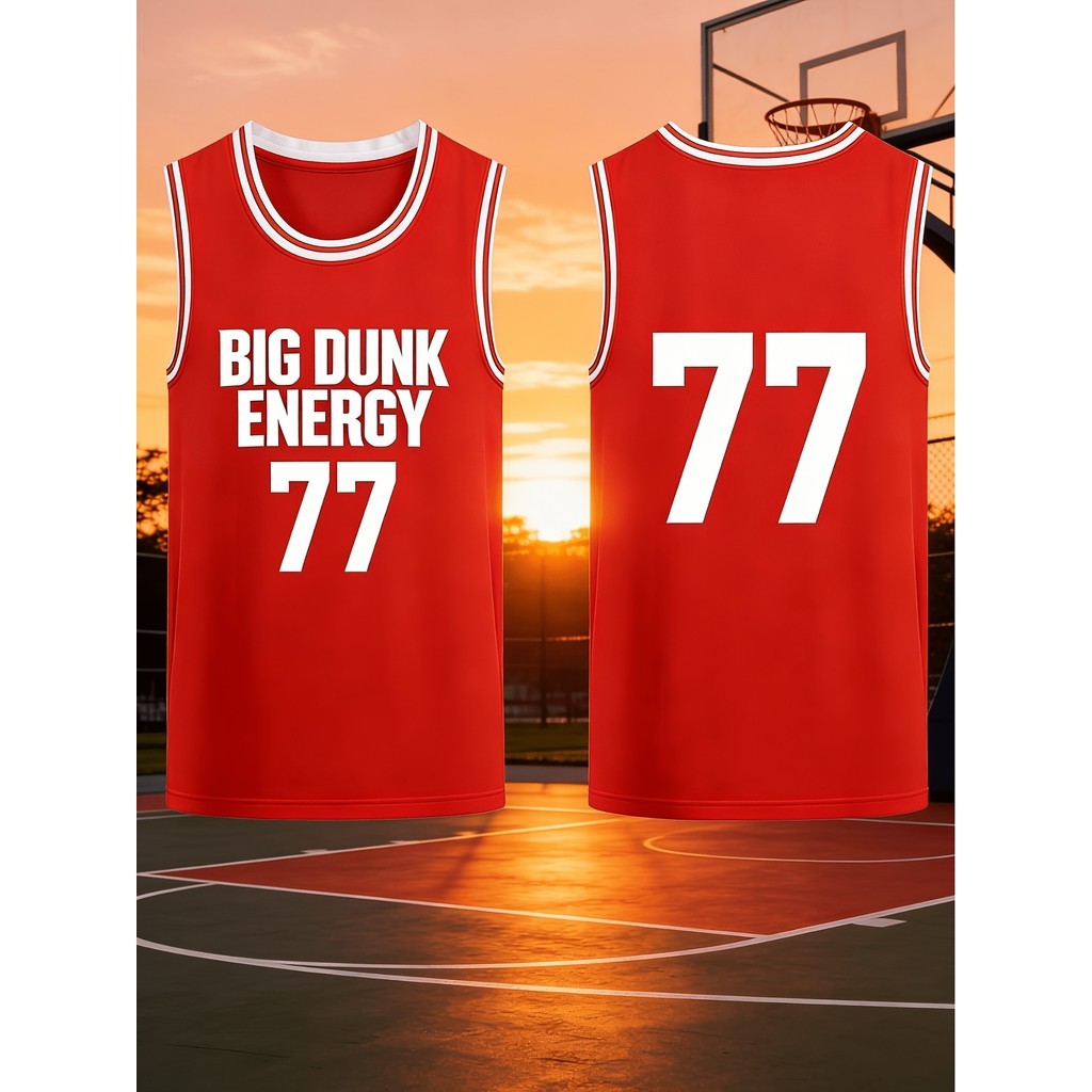 Não. 77 Red Jersey Colete Uniforme de Competição de Basquete Americano Basquete Colete Esportivo Masculino Primavera Ver