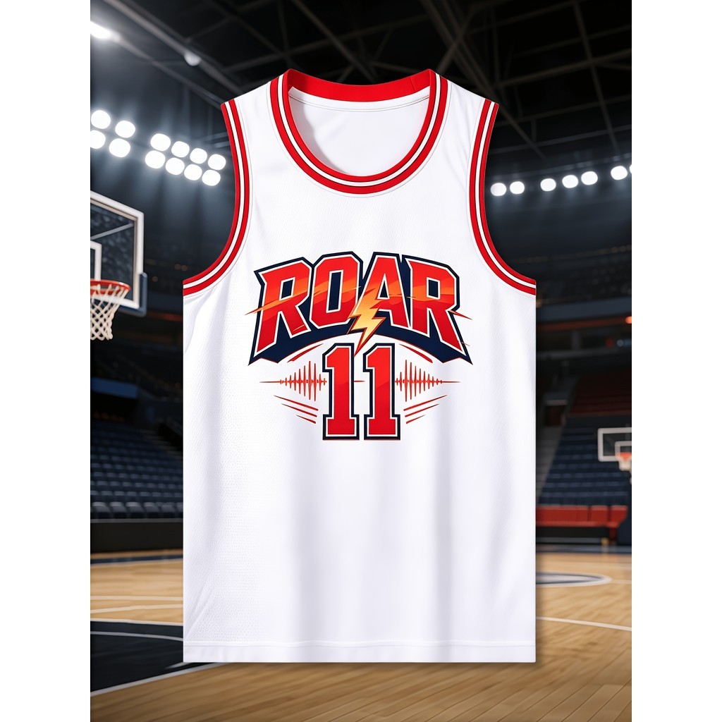 Branco ROAR11 Jersey Basquete Competição Uniforme Americano Basquete Esportes Top Masculino Primavera Verão Treinamento