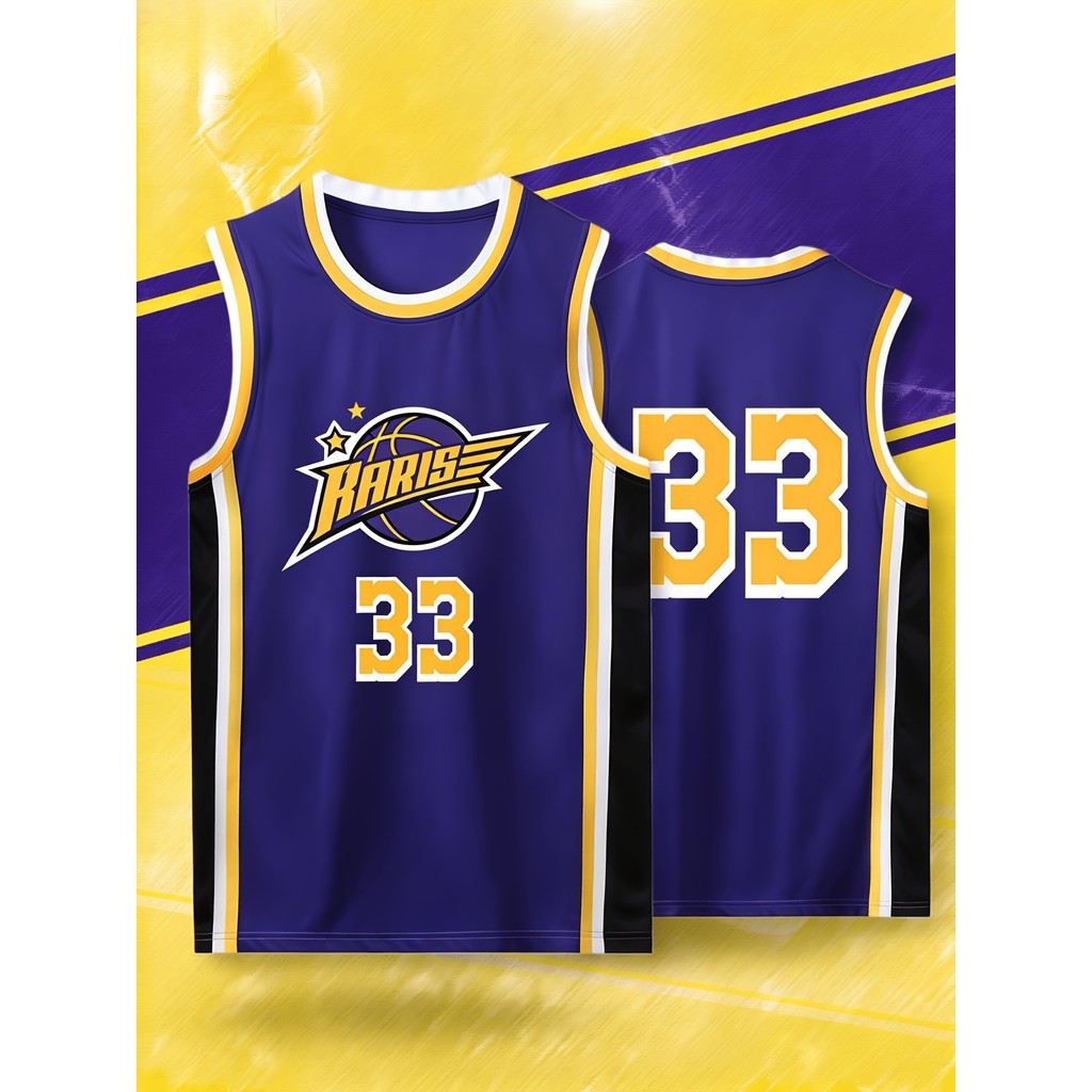 Não. 33 Colete Roxo Uniforme de Basquete Americano Basquete Colete Esportivo Masculino Primavera Verão Uniforme de Trein