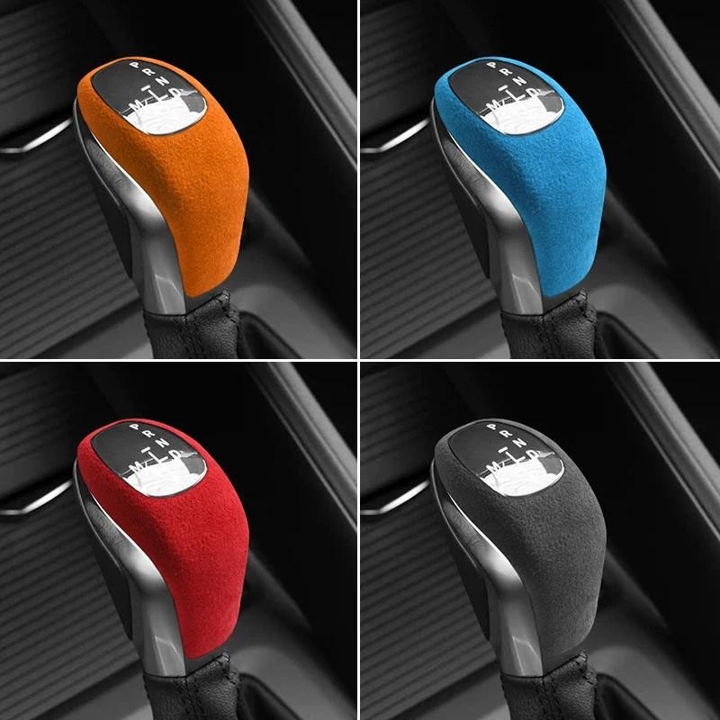 Feito De Alcantara Para BMW X1 F48 F49 1er F20 F21 2er F22 Botão De Mudança De Marcha Tampa Da Bota Adesivo De Acabament