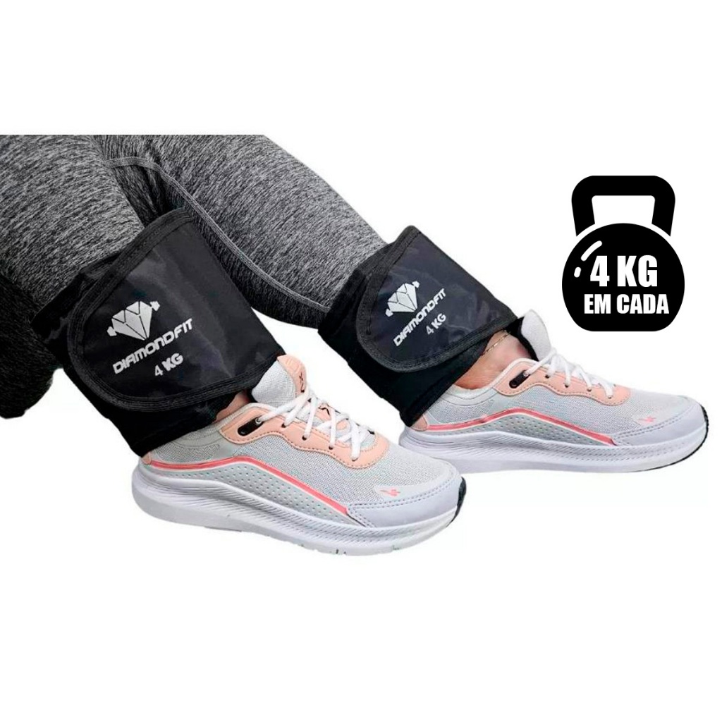 Par Caneleira de Peso 4kg Profissional Treinar Perna Gluteo Casa Academia Tornozeleira Coxa e Bumbum