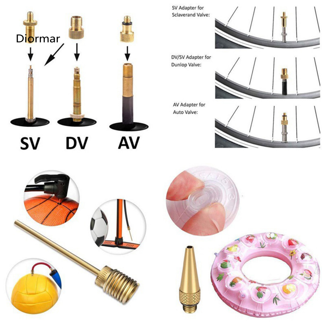 Cyclists Valve Adapter Kit 25pcs Bike Set with Rubber Seal Inflator Needles – Universal Air Pump Connectors for Americ