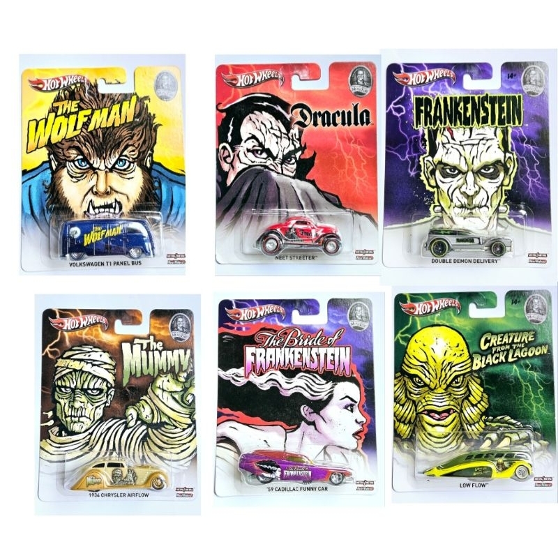 Hot Wheels Premium Pop Culture Universal Studios Monsters Set Completo 6 Miniaturas 1/64