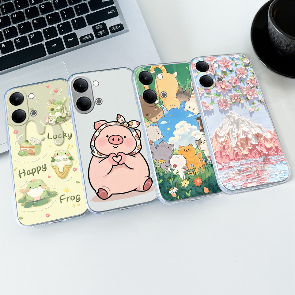 Aplicar Para vivo Y05 Case Cute Sakura TPU Soft Transparente Casos Para Y11D Casing Para vivoY11D Y05 Capa De Fundo Capa