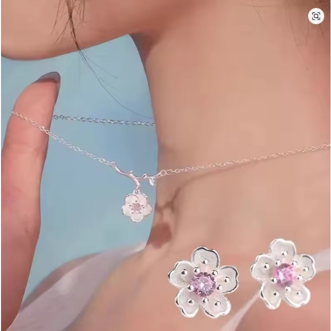 Colar De Cerejeira Feminino Delicado Fofo Cute Sakura Estilo Japonês Alternative