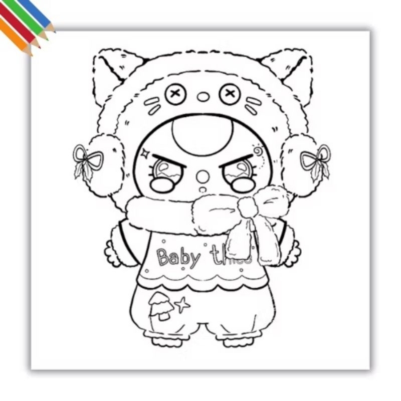 Kit 30 Desenhos Para Pintar e Colorir Baby Three - Folhas A4 Sulfite Soltas