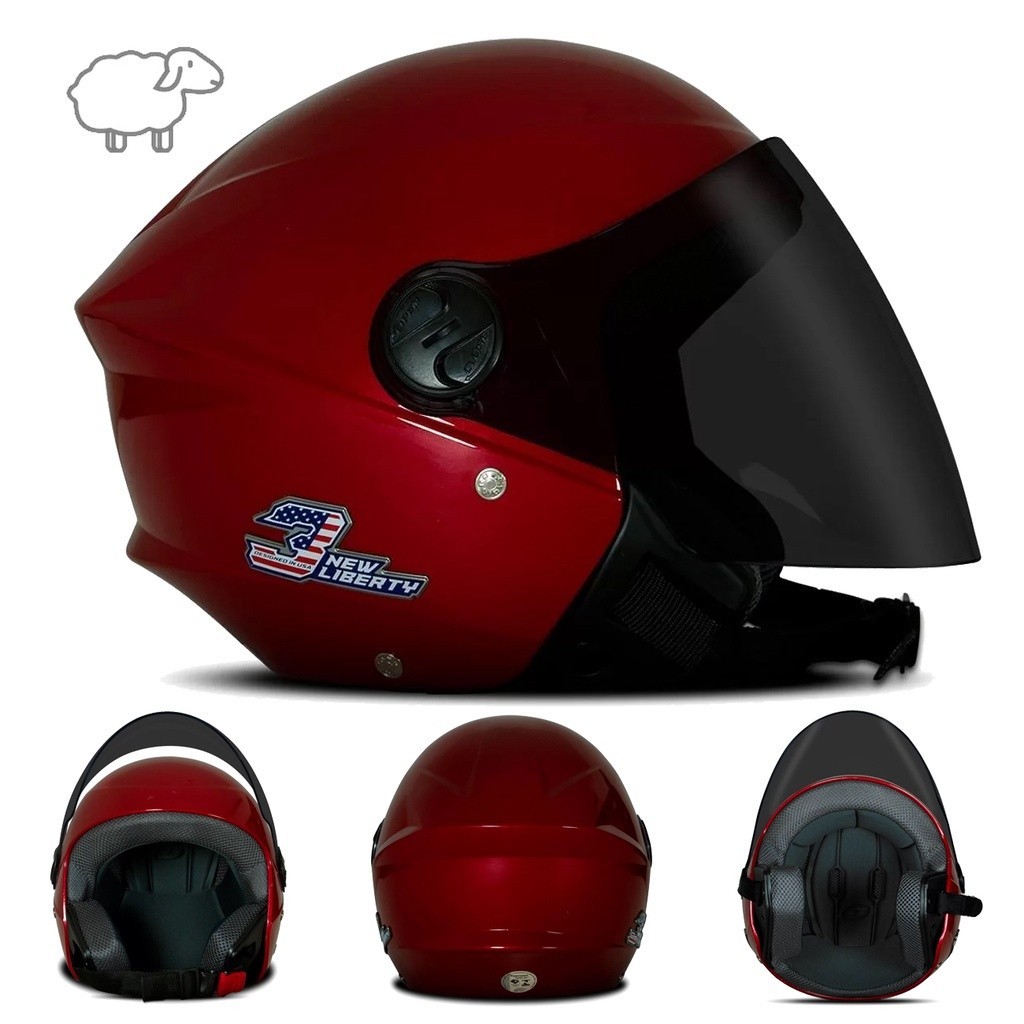 Capacete Aberto Pro Tork New Liberty Three Elite 56 58 60 Fosco Vintage Feminino Masculino Green Sky Blue Matte Black Candy Red Baby Pink Viseira Cristal