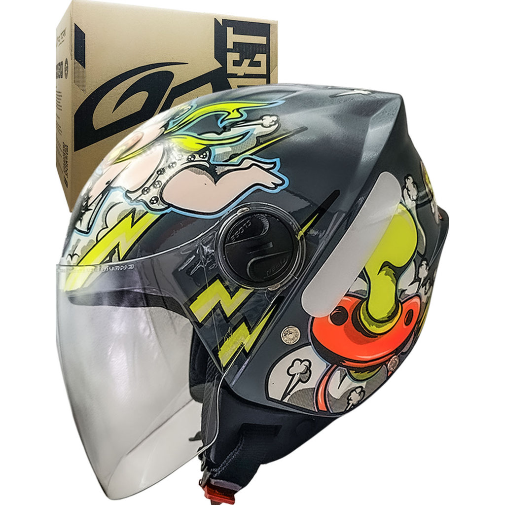 Capacete Protork New Liberty Three Bad Baby Cinza Aberto