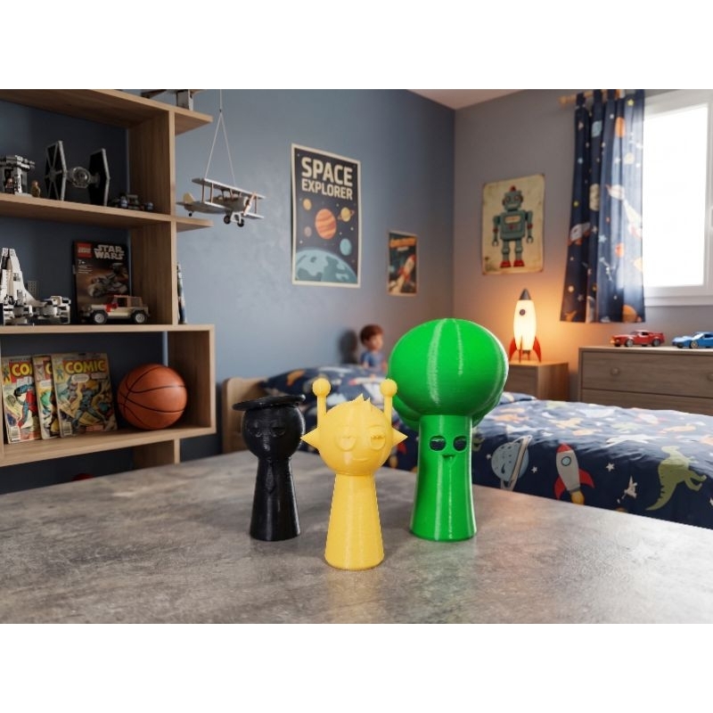 Kit de  Miniatura Sprunki Decorativos 3D - Três Personagens Exclusivos! Simon, Mister Three e Black. Brinquedo