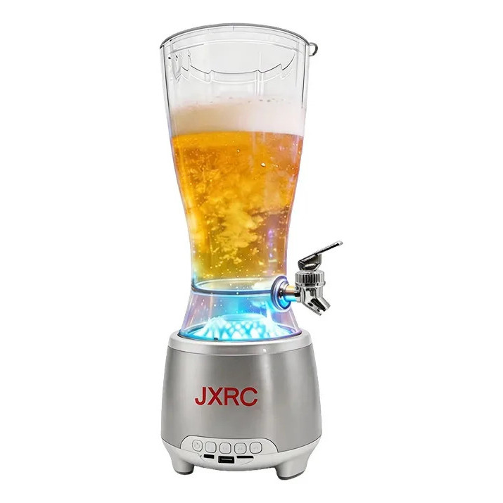 Torre de Chopp 2,5L Chopeira LED RGB Bluetooth Alto-Falante Portátil Dispenser Cerveja Refrigerante Festa Bar
