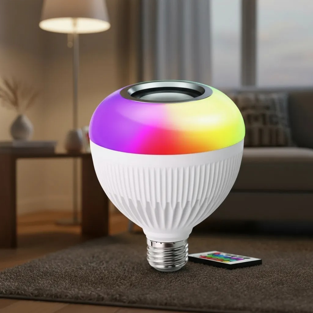 Lampada led caixa de som toca música  rgb colorida meditação bluetooth  som festa controle remoto