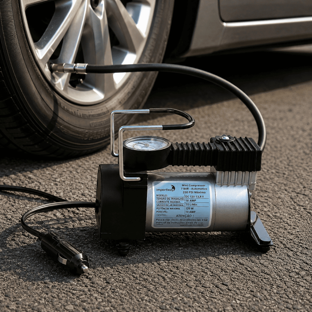 Mini Compressor Portátil Importway 150Psi Ideal para Carro Pneus e Infláveis Com Acessórios