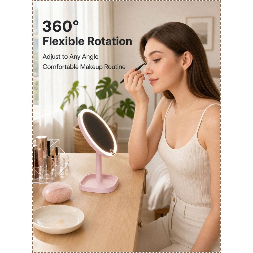 [LED & Foldable] Portable LED Makeup Mirror/Foldable Travel Mirror/Compact Design/With Storage Travel Mirror/Makeup/Port