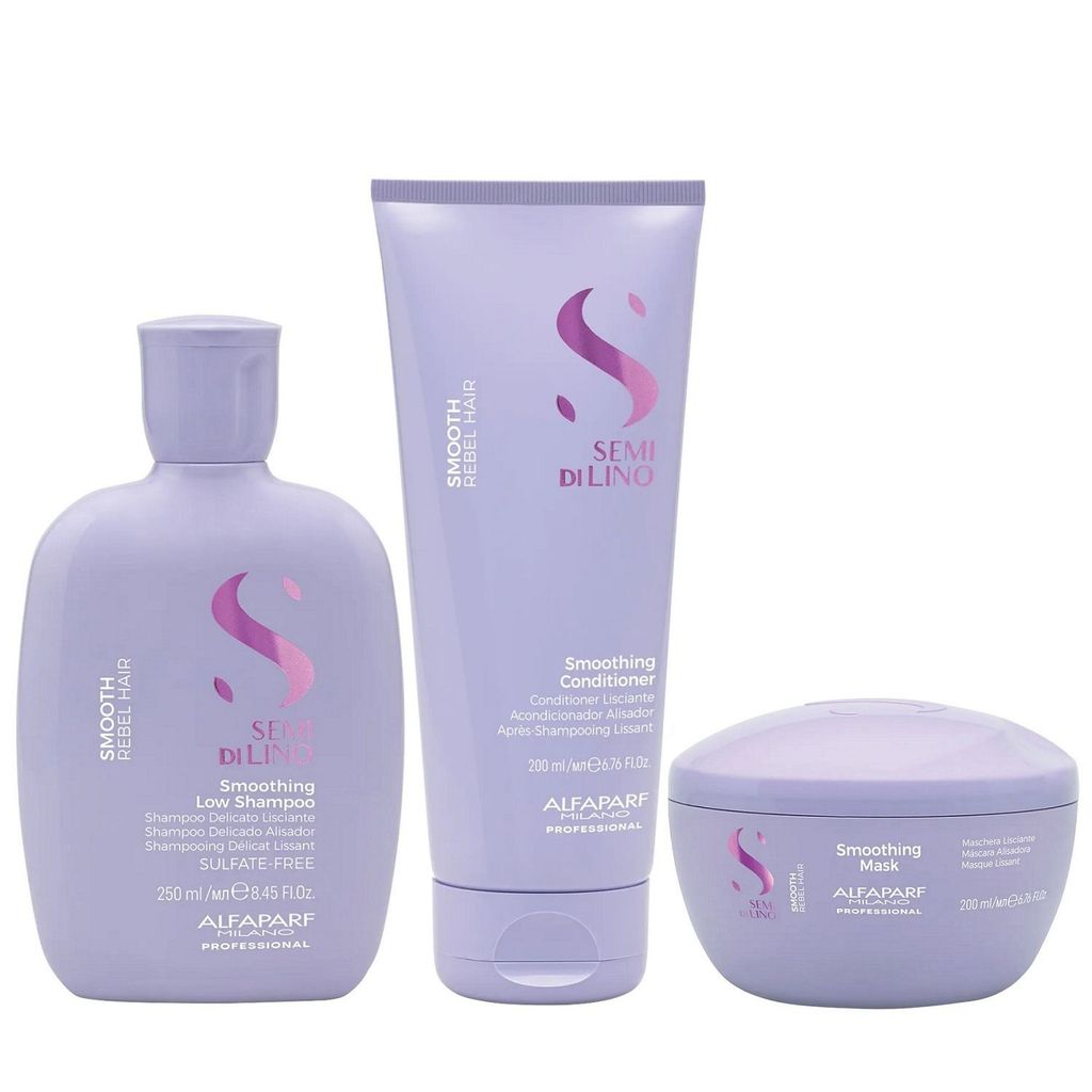 Kit Alfaparf Professional Semi Di Lino Smooth Smoothing - Shampoo 250ml + Condicionador & Máscara 200ml