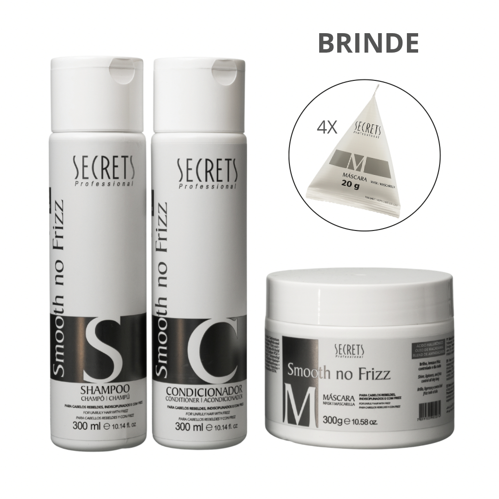 Kit Smooth no frizz - Shampoo, Condicionador e Máscara - Secrets Professional