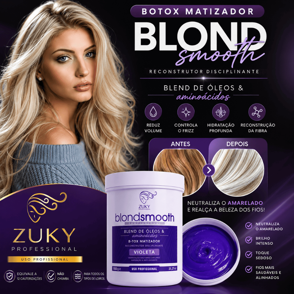 Botox Capilar Matizador Blond Smooth Zuky Professional 1Kg Violeta para Cabelos Loiros