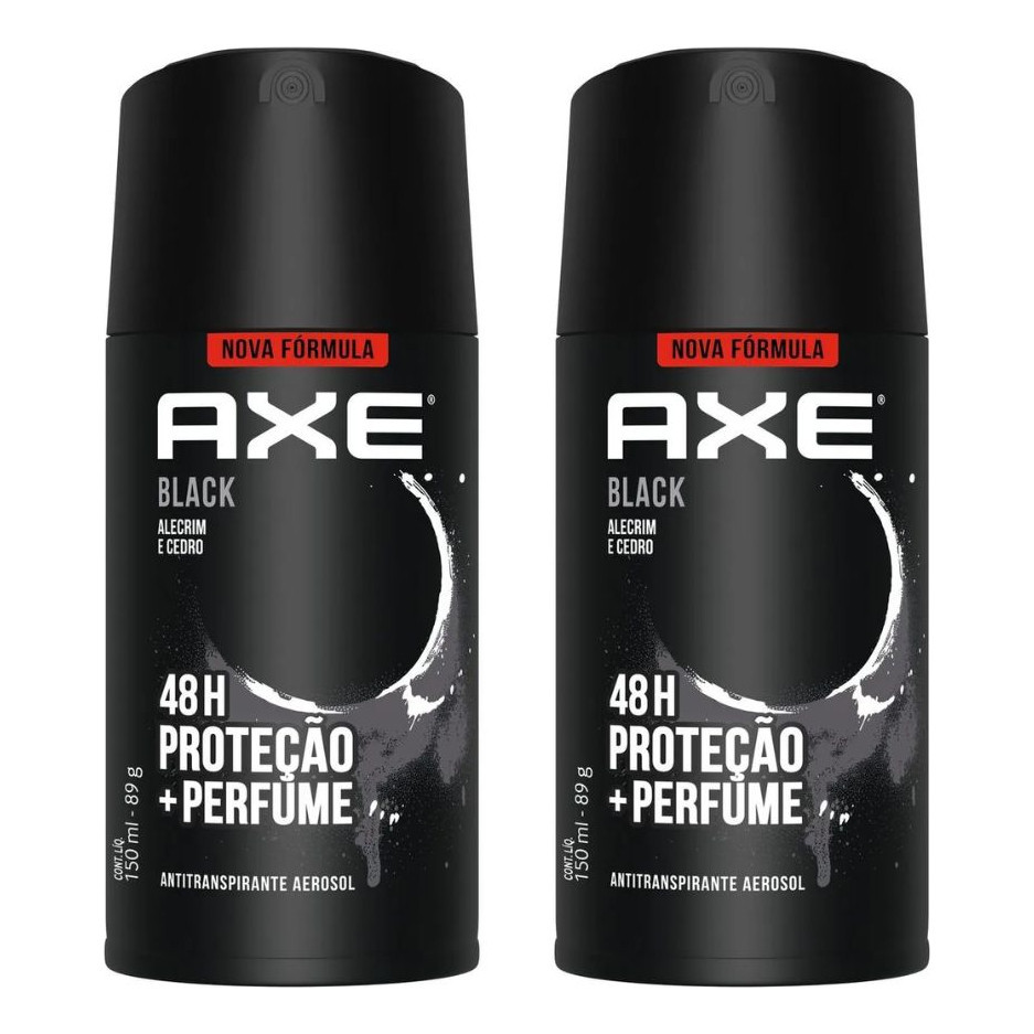 Kit C/2 Desodorante Bs Axe 48hs Black Alecrim E Cedro 150ml
