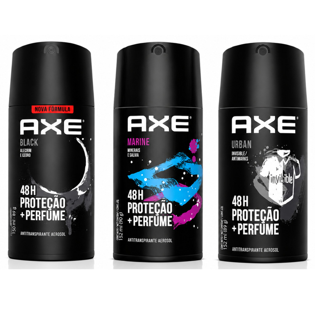 Desodorante Axe Marine + Black + Urban  48h 150ml