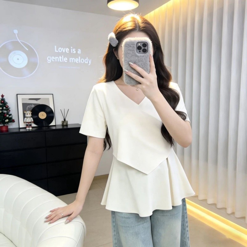 Curvy Ladies 100kg Soft Loose Top 92 % Algodão 8 Spandex Manga Curta Camiseta De Verão