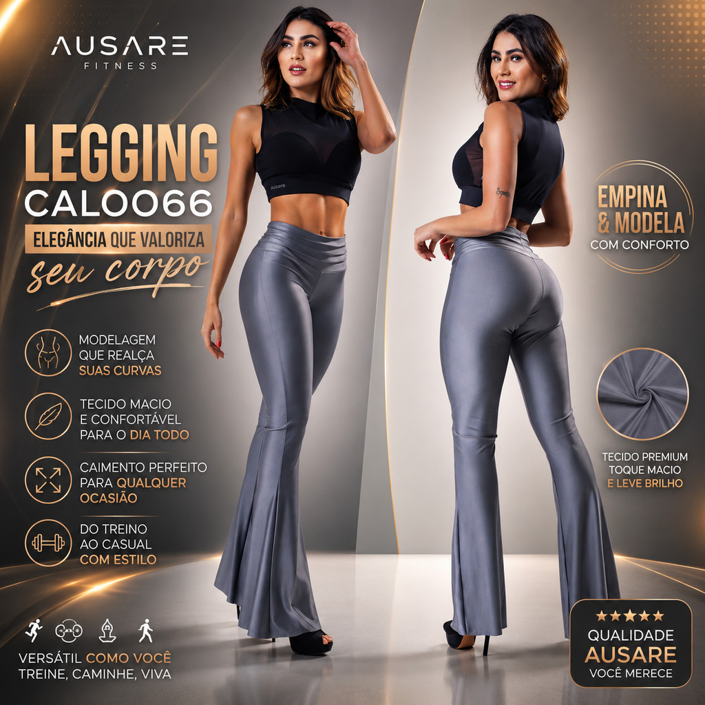 Calça Legging Feminina Ausare Cal0066 Academia Fitness Casual Treino Musculação Caminhada Corrida Yoga Pilates