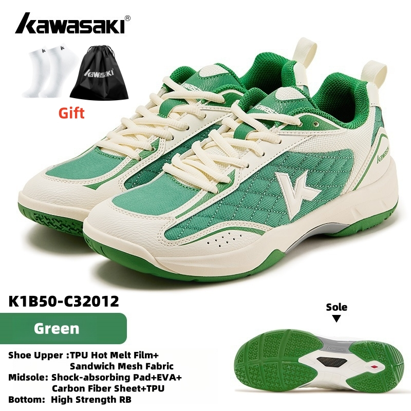 Kawasaki Pickleball Sapatos Badminton K1B50-C32012 Treinamento Profissional Feminino E Masculino Antiderrapante Durável