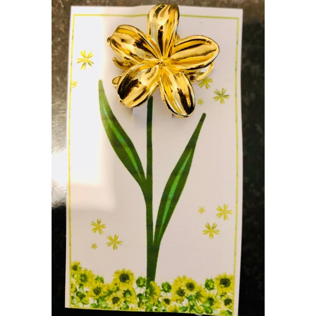 Presilha flôr de ferro, 4 cm, cores dourado e prata.