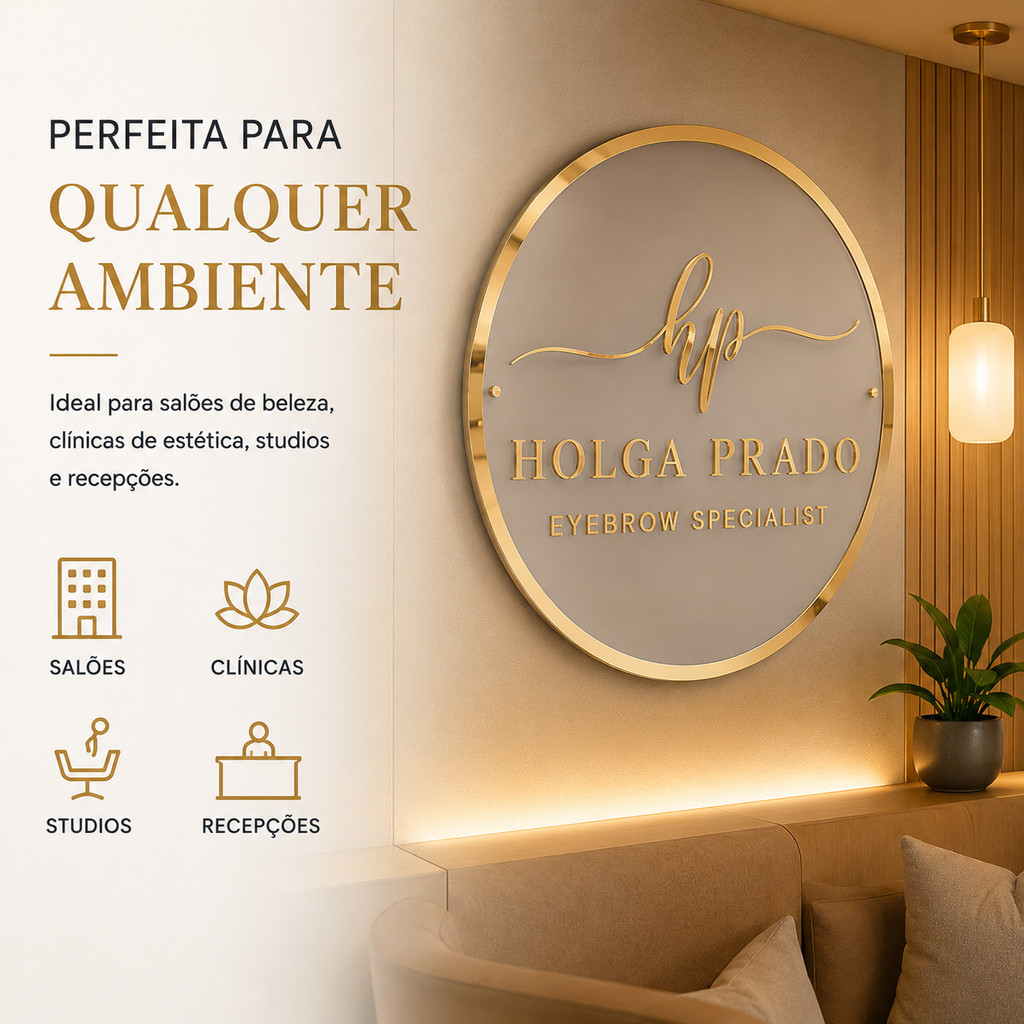 Logo Letreiro em Acrílico Espelhado com LED Base 2mm  Varias Cores Rose, Dourado, Prata e Bronze