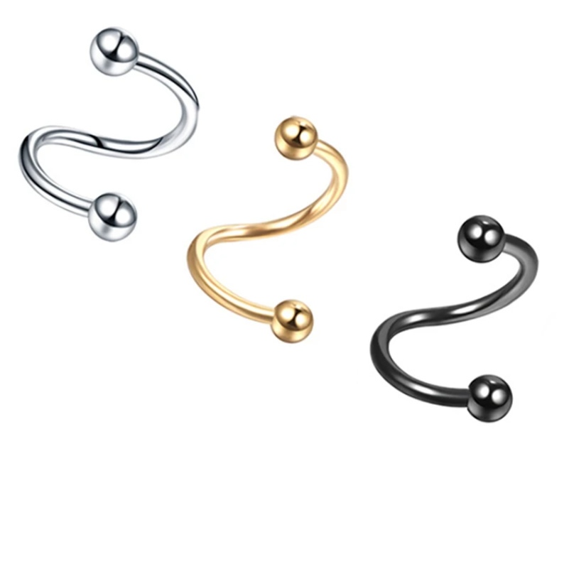 Piercing Twister Espiral Aço Cirúrgico para Hélix cor prata, preto ou dourado - 1 Peça