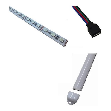 02 Barra Led 50cm Rgb C/ Calha Leitosa